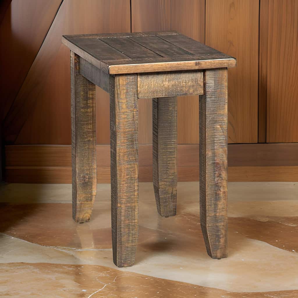 Flint Chairside End Table, 22 Inch Rectangular Dark Brown Mahogany