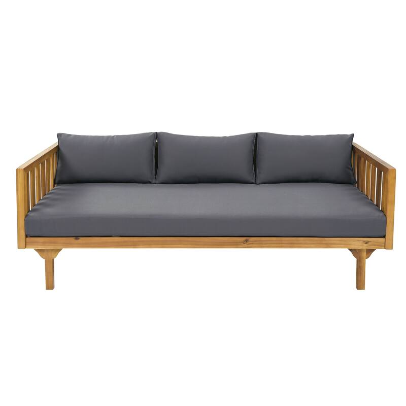 Christopher Knight Home - Claremont 3-Seater Daybed + Acacia Wood Table Patio Furniture Set