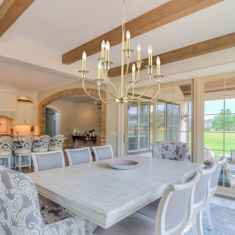 9-Light Candlestick Farmhouse Chandelier for Bedroom Living Room Staircase