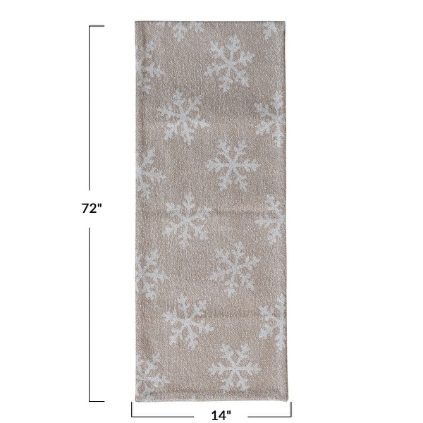 Woven Fabric Jacquard Table Runner with Snowflake Pattern