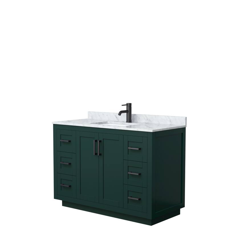Miranda Single Vanity Set, White Carrara Marble Top, No Mirror