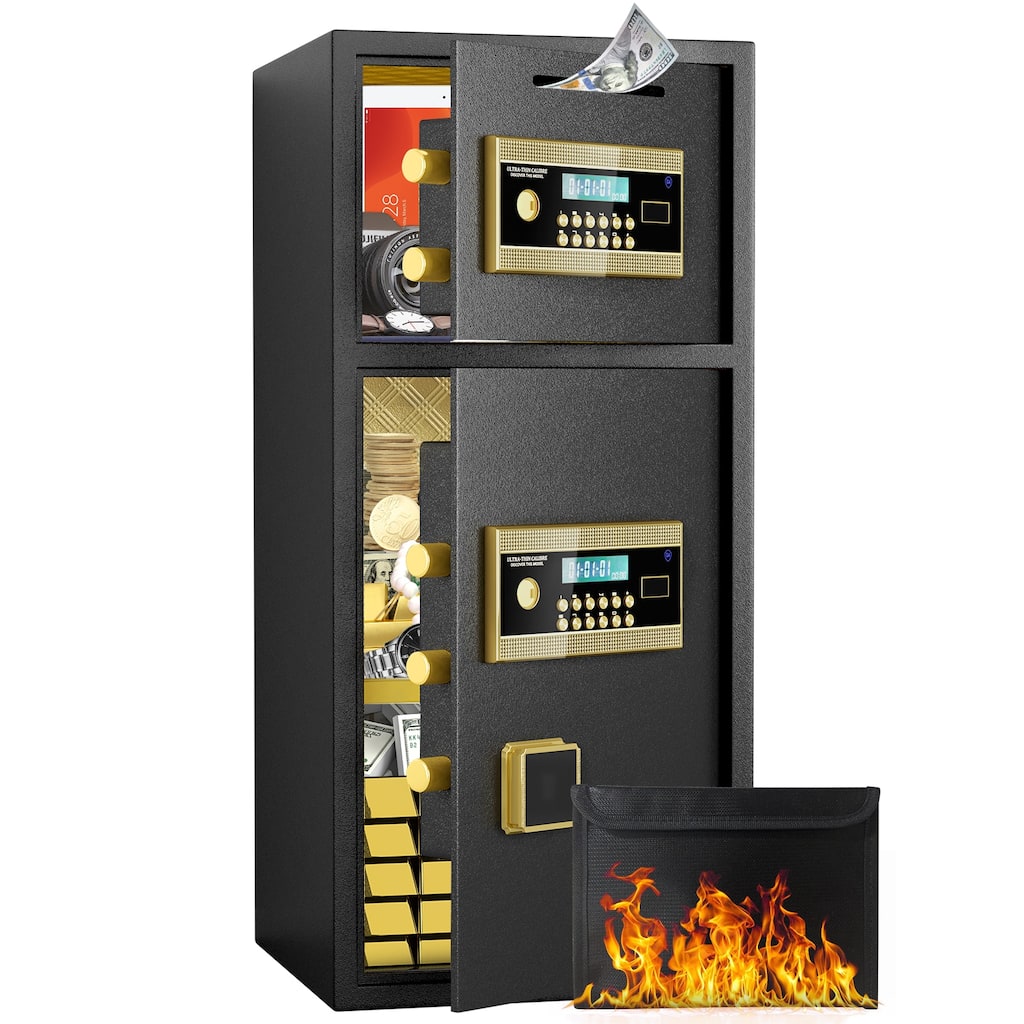 Digital Security Safe with Fireproof and Waterproof Bag,6.5 Cubic Feet Safe Box with Hidden Code Function for Home,Office
