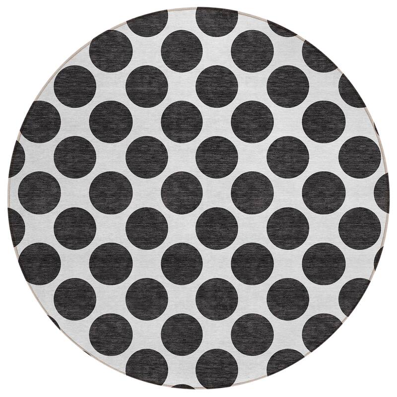 Machine Washable Indoor/ Outdoor Polka Dots Chantille Rug
