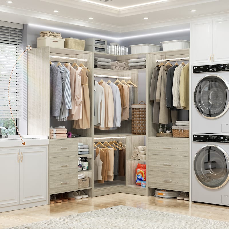 Cimly Set of 3 Freestanding Corner Closet System, Space-saving Closet Organizer for Walk-in/ Reach-in Closet