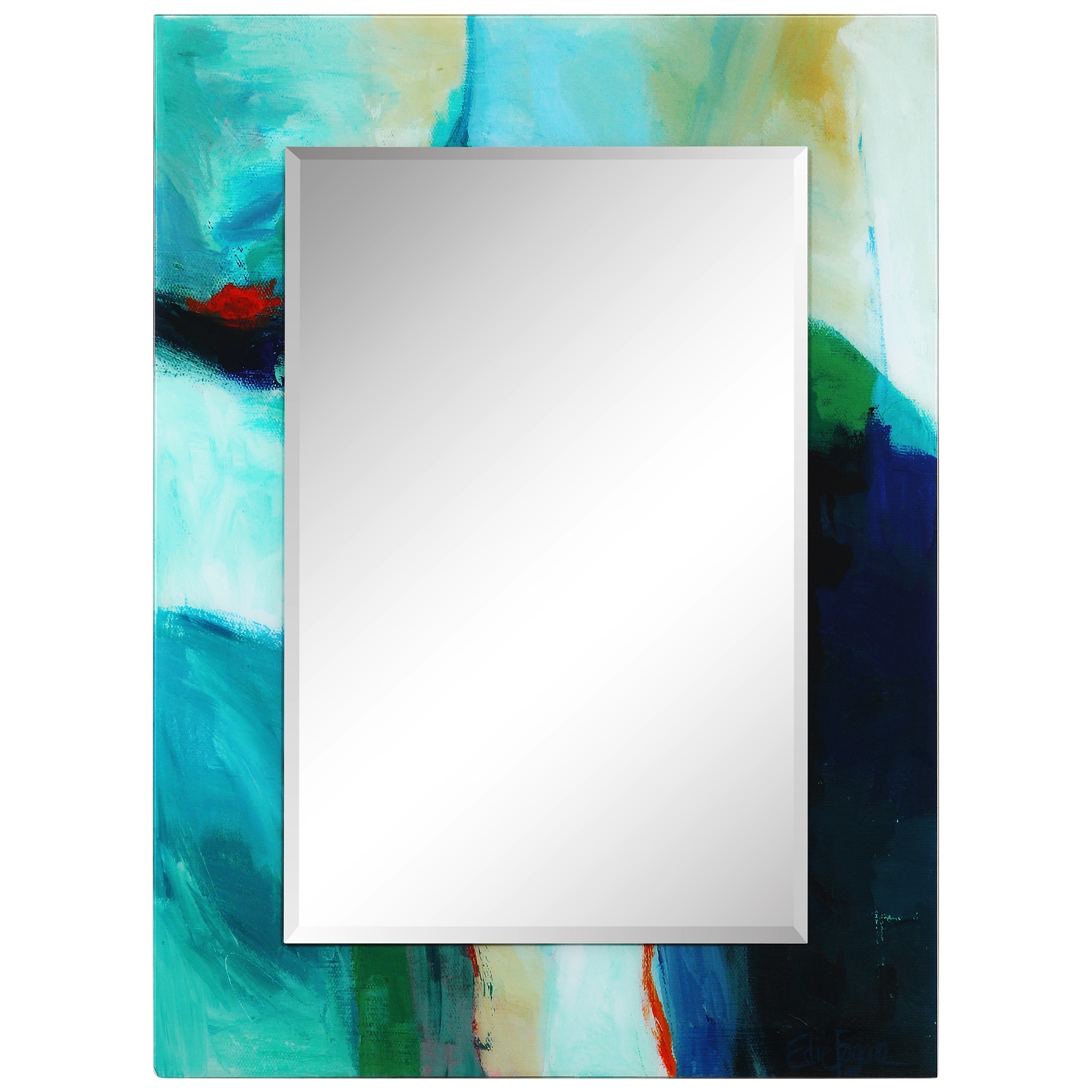 Empire Art "sky"Rectangular Reverse Printed Tempered Art Glass with Rectangular Beveled Mirror