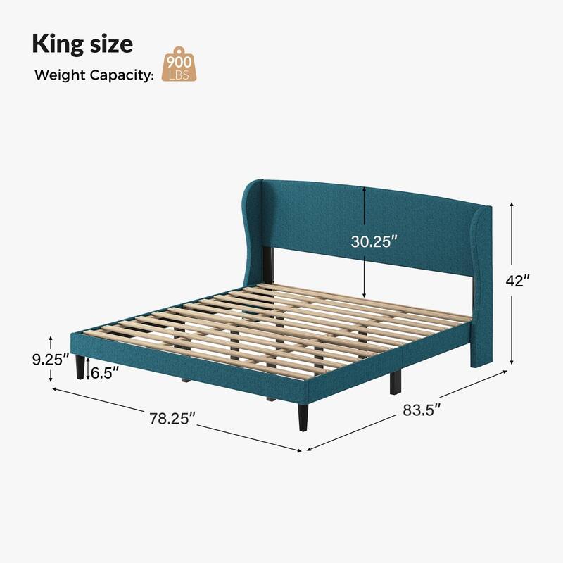 Gerald Upholstered Traditional Wingback Platform Bed By HULALA HOME