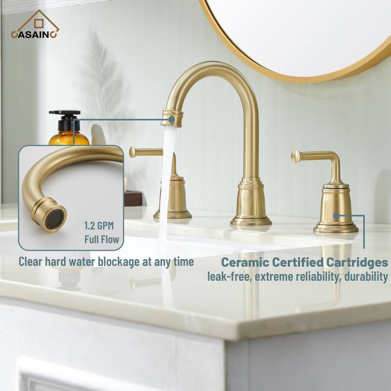 8 in. Widespread Double Handle Bathroom Faucet with Drain Kit Included