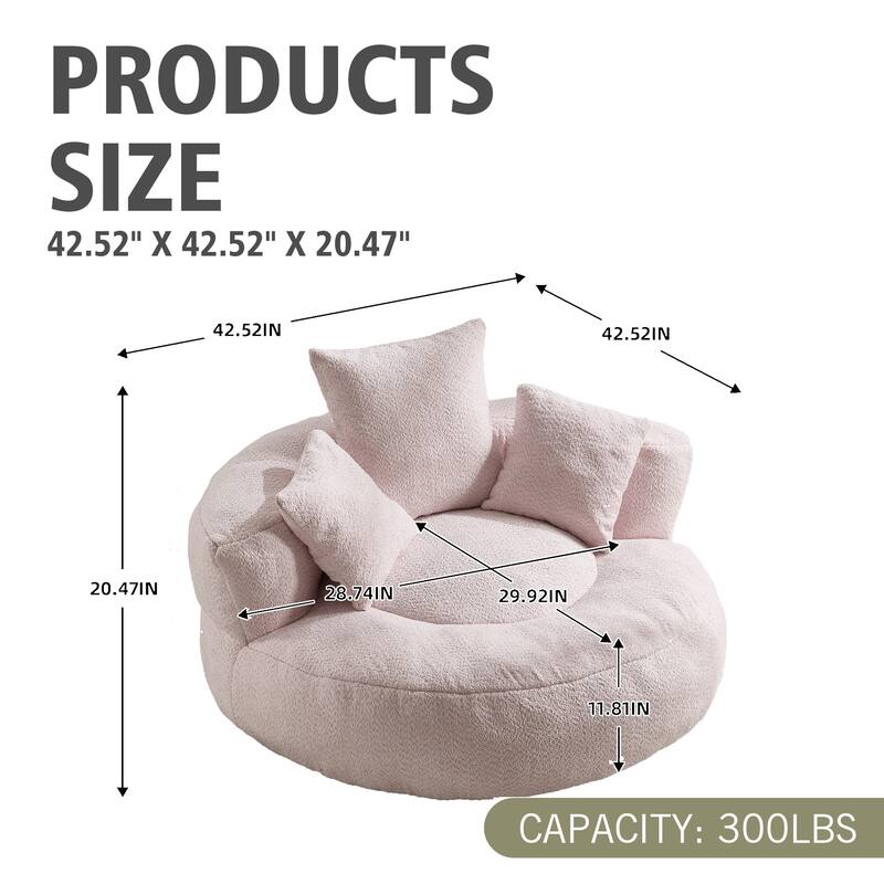 Chenille Upholstered Durable Comfort Lounger High Back Bean Bag Lazy Sofa With Three Pillows