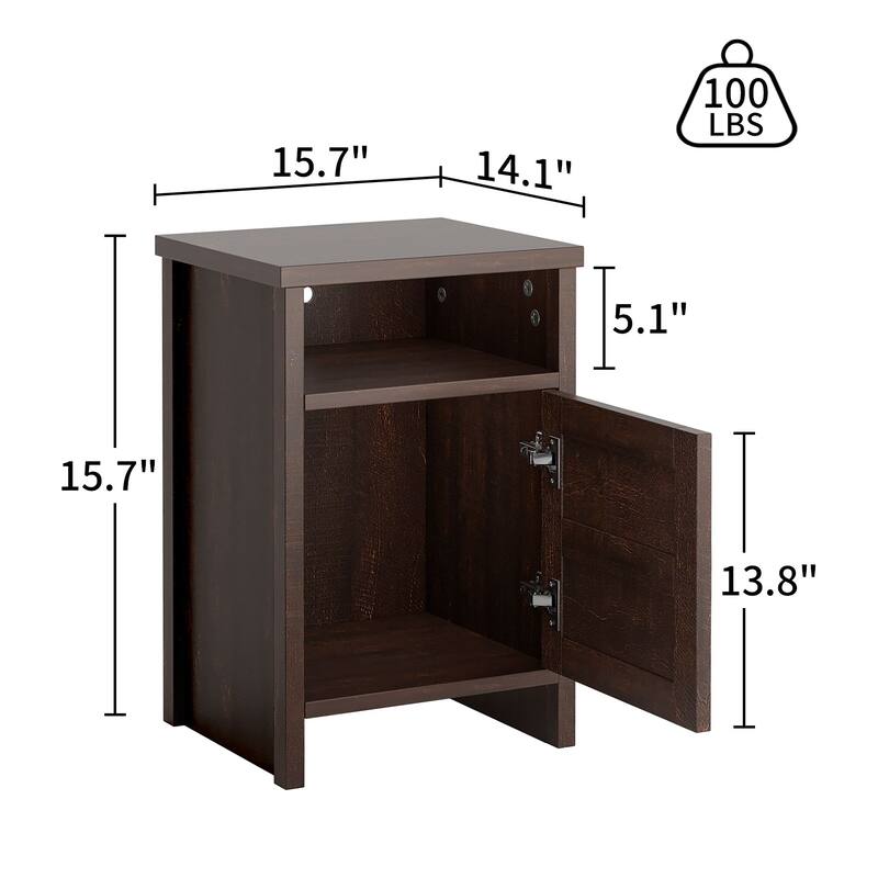 Furniwell Nightstand with Storage Shelves Side Table End Table for Bedroom Living Room