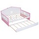 preview thumbnail 6 of 7, Full size Wooden Daybed with Trundle and Sensor Light, Pink