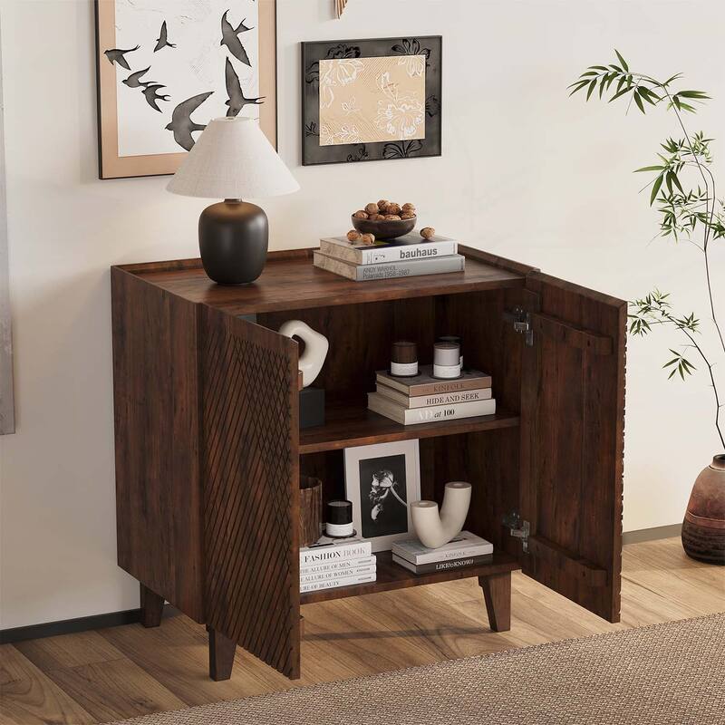 Accent Cabinet with Adjustable Storage Ideal for Dining,Kitchen,and Living Rooms,Featuring Fluted Design