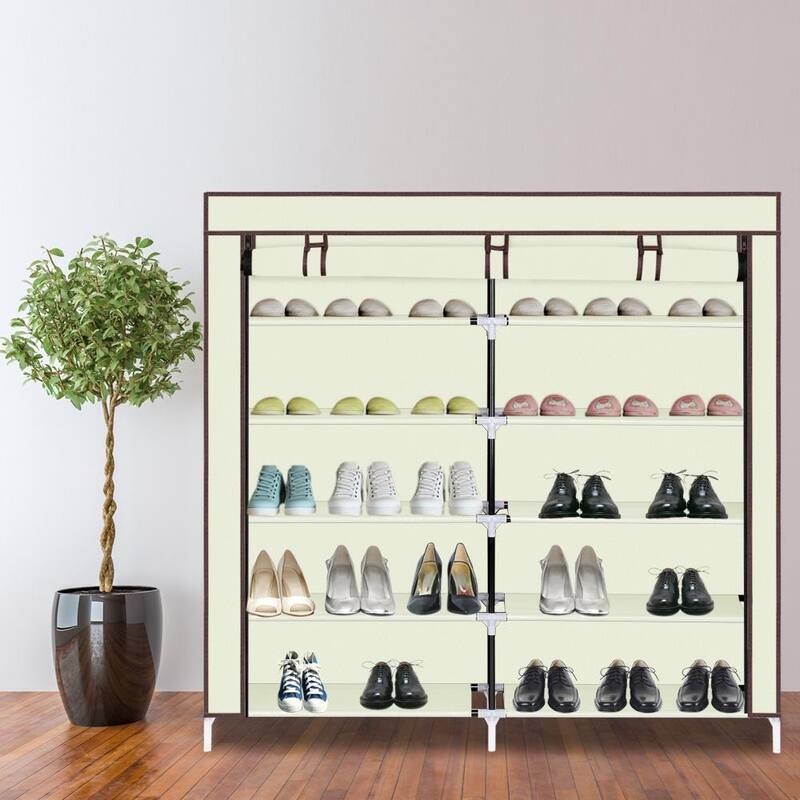 Fabric Cover 6-tier Portable Shoe Rack Closet