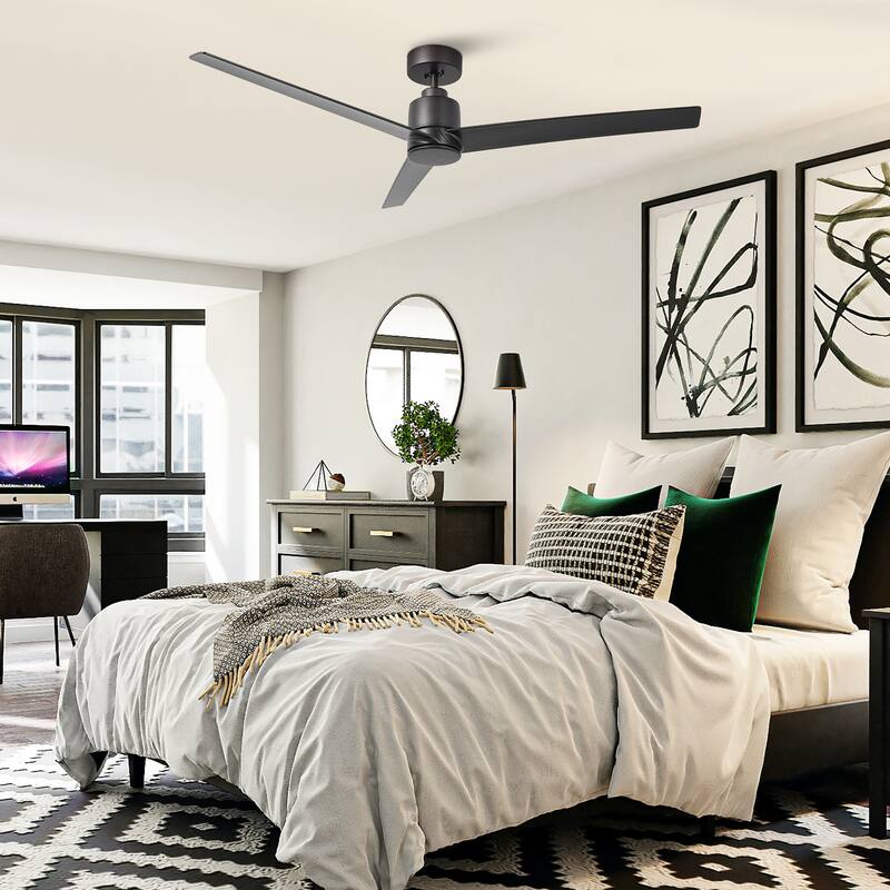 54" Oil Rubbed Bronze 6-Speeds Modern Ceiling Fan without Light - 54-inch W x 12.5-inch H