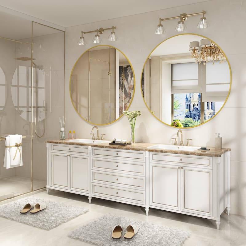 KIOTEE Full Length Round Aluminum Alloy Framed French Cleat Mounted Wall Decor Bathroom Vanity Mirror with 5-Year Warranty