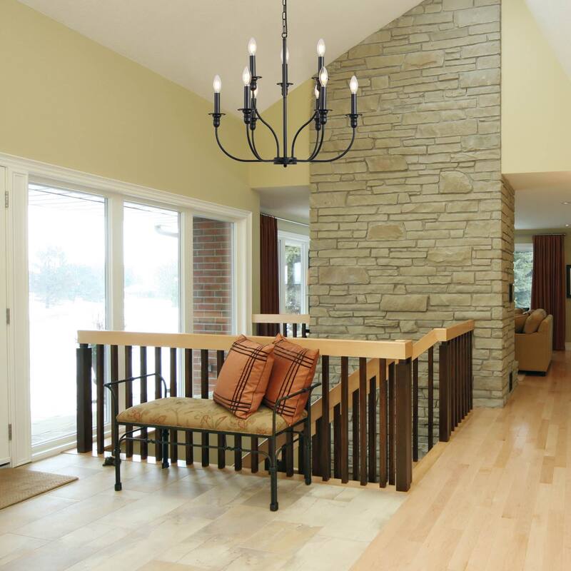 9-Light Candlestick Farmhouse Chandelier for Bedroom Living Room Staircase