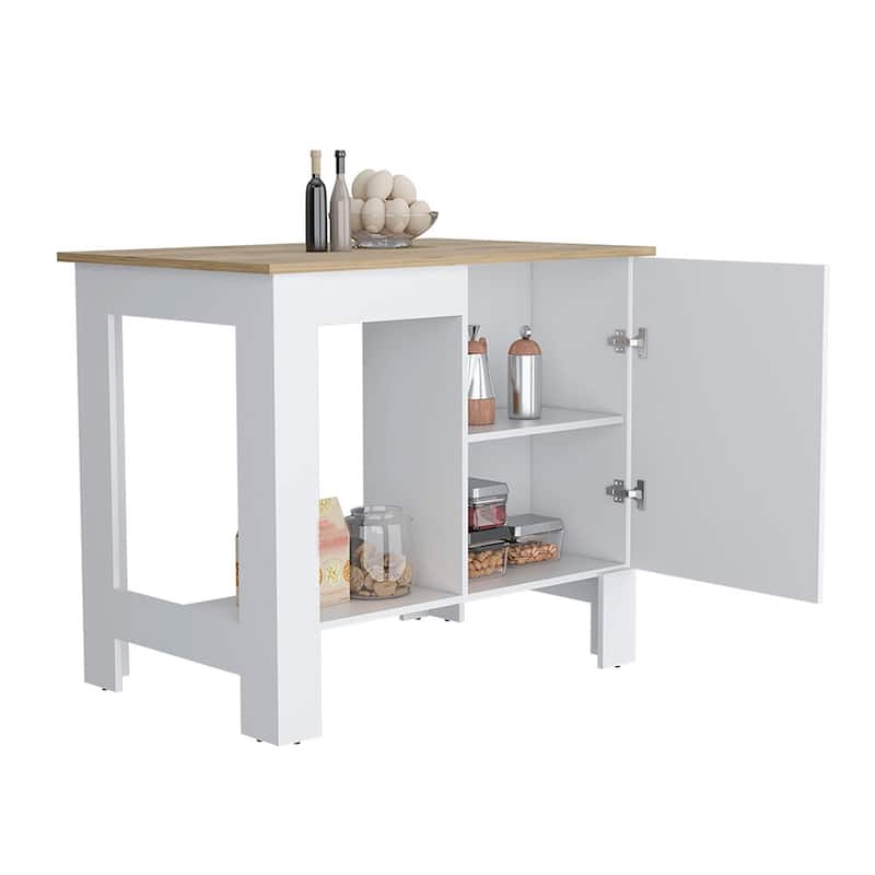 Kitchen island Shoproni, One Drawer, White Finish,High quality and durable