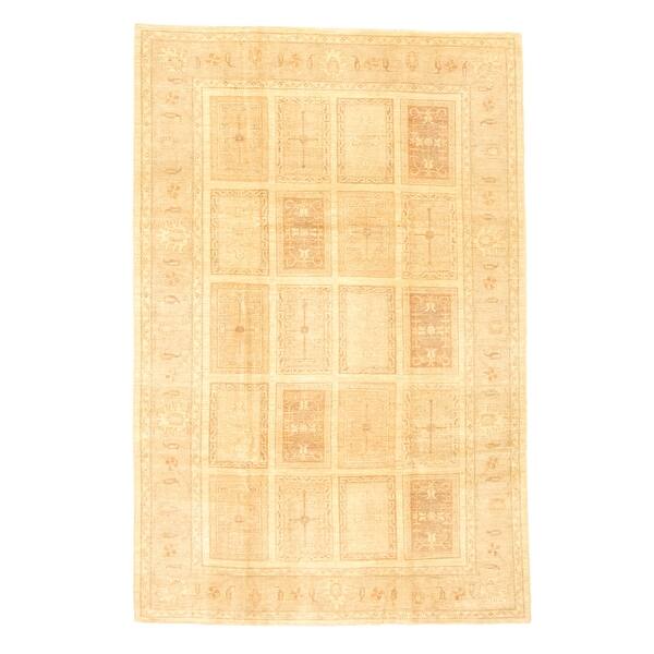 slide 1 of 9, ECARPETGALLERY Hand-knotted Chobi Finest Light Khaki Wool Rug - 6'7 x 9'9 Light Khaki - 6'7 x 9'9