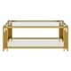 preview thumbnail 4 of 13, Rectangular Gold & Glass Coffee Table with 2-Tier Shelf by Harper&Bright Designs