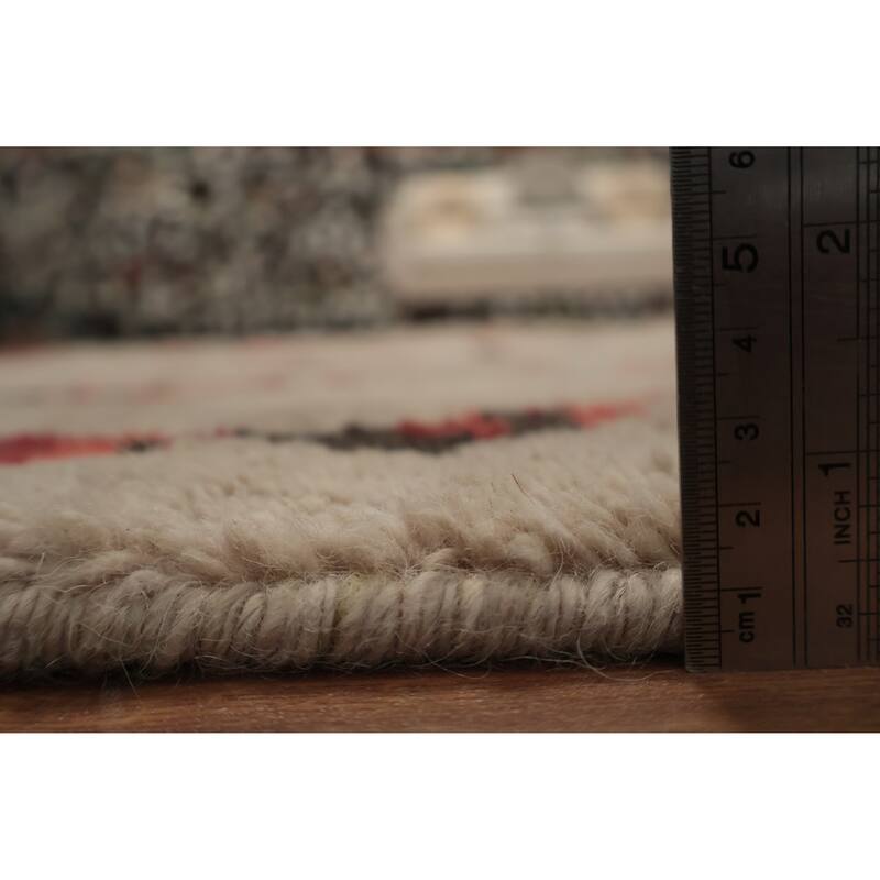 Hand Knotted Oriental 100% Wool Carpet Modern Abstract Beige & Ivories Moroccan Area Rug - 12' 4'' X 9' 2''