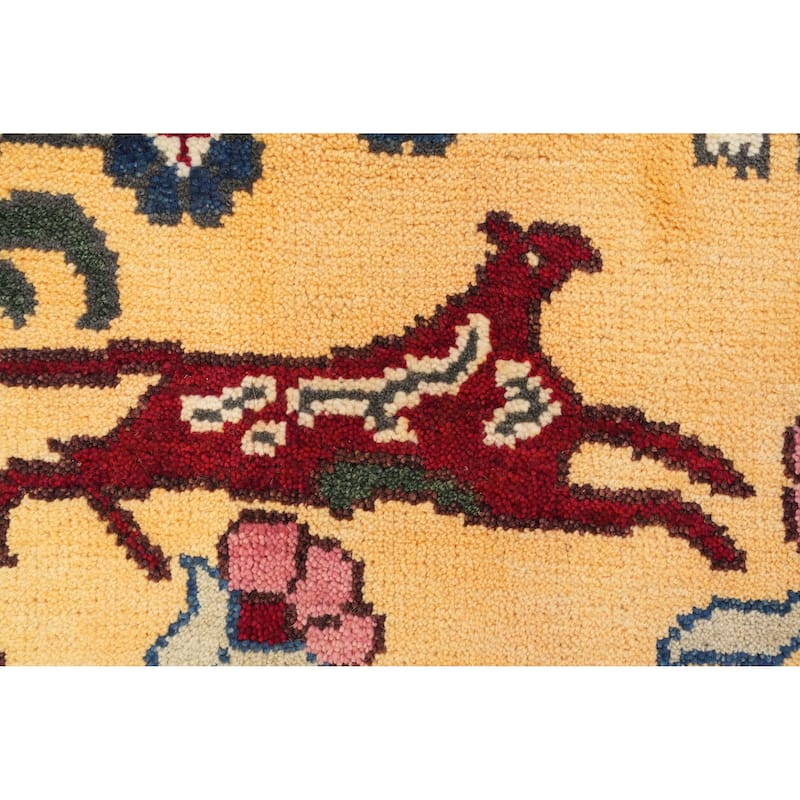 Hand Knotted Oriental 100% Wool Carpet Traditional Floral Yellow & Gold Ziegler Area Rug - 9' 11'' X 8' 0''