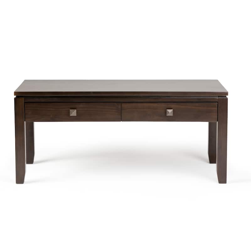 WYNDENHALL Essex SOLID WOOD 42 inch Wide Rectangle Contemporary Coffee Table in Mahogany Brown - 20"D x 42" W x 18.5"H