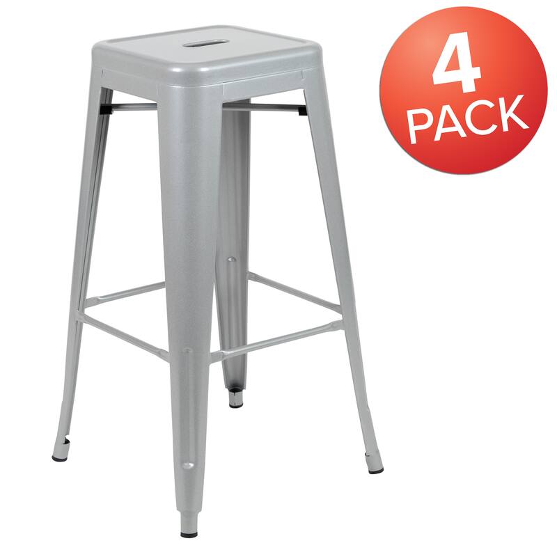 Metal 30-inch High Indoor Stackable Bar Stool (Set of 4)
