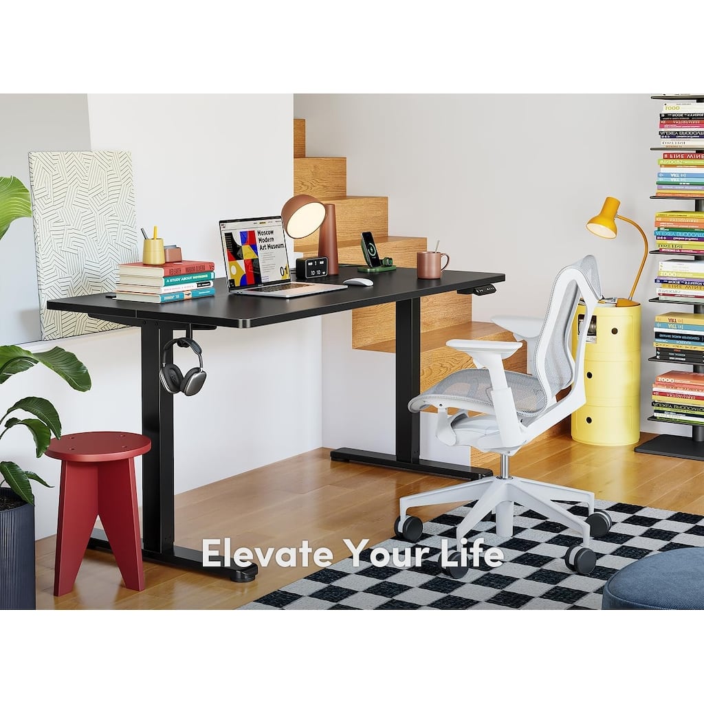FEZIBO Electric Standing Desk, Height Adjustable Stand up Desk, Sit Stand Home Office Desk, Computer Desk