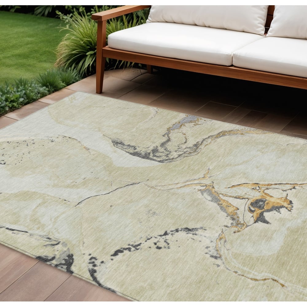 HomeRoots Abstract Transitional Rectangle Outdoor Rug