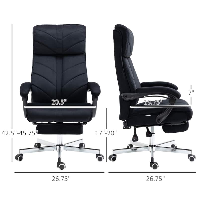 Vinsetto High-Back Executive Office Chair with Footrest, Microfiber Computer Chair with Reclining and Armrest, Ergonomic Chair