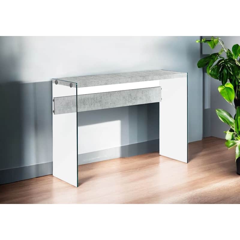 44" Stylish Modern Wood Top Console Table with Transparent Glass Base Modern Accent for Living Room - 44”L x 15.75”W x 32”H