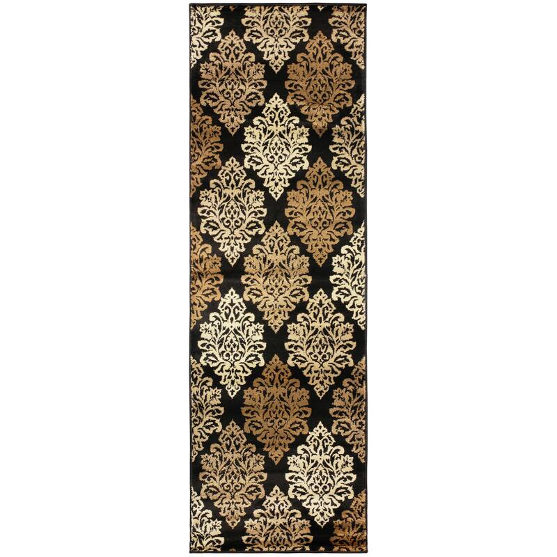 Danvers Traditional Damask Indoor Area Rug by Superior - 2'6" x 8' - Black