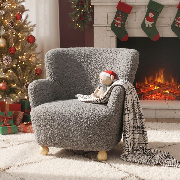 Sherpa Kids Sofa Chair with Armrests Solid Wood Frame Ergonomic