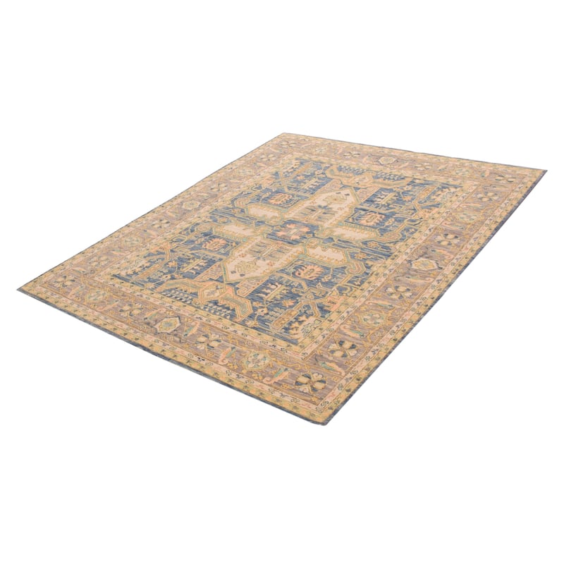 ECARPETGALLERY Hand-knotted Modern Oushak Navy Wool Rug - 8' x 10'