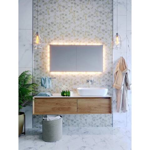 Apollo Tile 10 pack 10.2-in x 11.7-in White Beige Matte Finished Recycled Glass Hexagon Mosaic Tile (8.29 Sq ft/case)