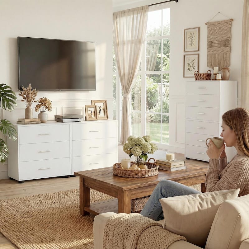 1/ 2 Pack Dressers with 6 Storage Drawers, Closet Organizers for Bedroom and Walk-in Closet