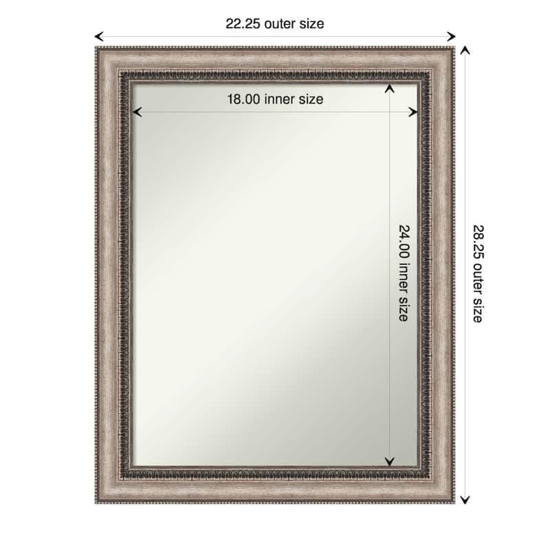 Non-Beveled Bathroom Wall Mirror - Lyla Ornate Silver Frame - 22 x 28 in - Lyla Ornate Silver