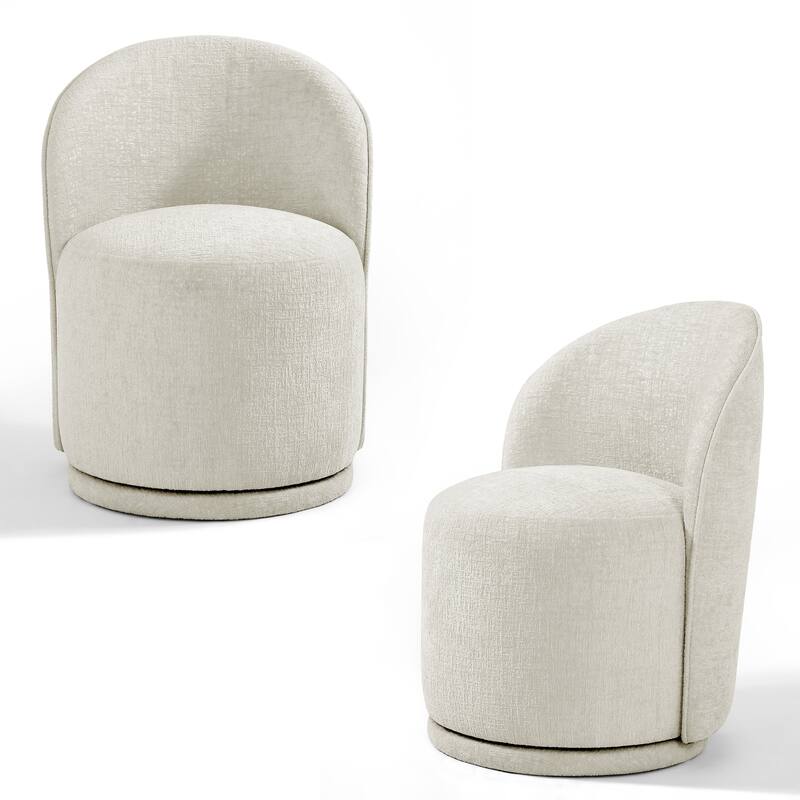 UIXE 2 Set Modern Upholstered Swivel Armless Side Dining Chairs
