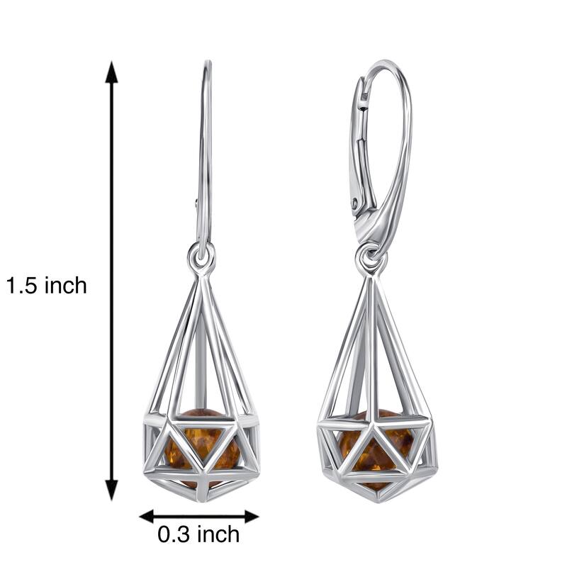 Baltic Amber Capsule Earrings in Sterling Silver