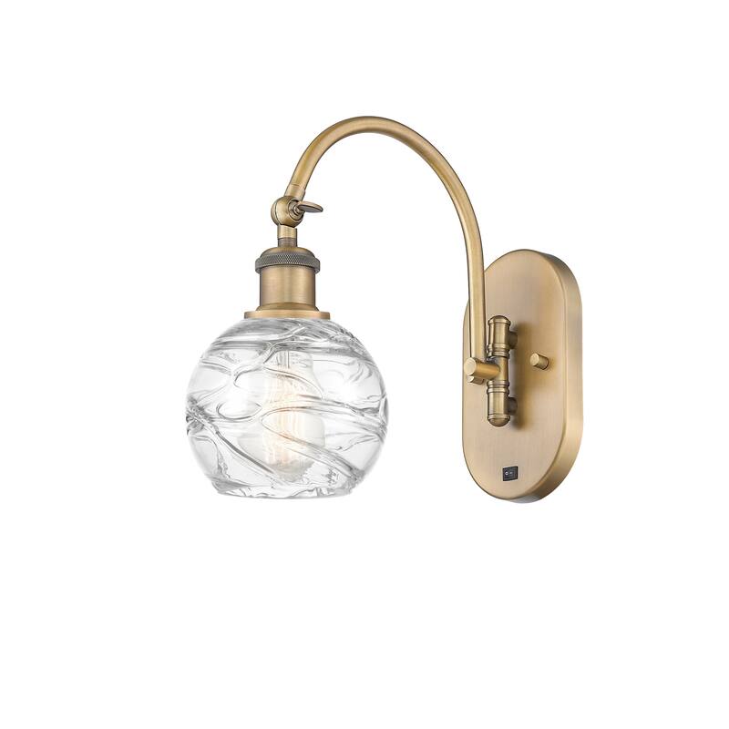 Innovations Lighting Ballston Athens Deco Swirl - 1 Light 6" Sconce - Arm Swivels Side To Side - Brushed Brass/Clear Deco Swirl
