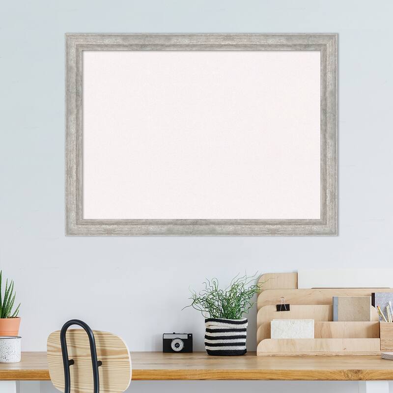 Angled Silver Wood Framed White Corkboard Bulletin Board, Organization Board, Pin Board
