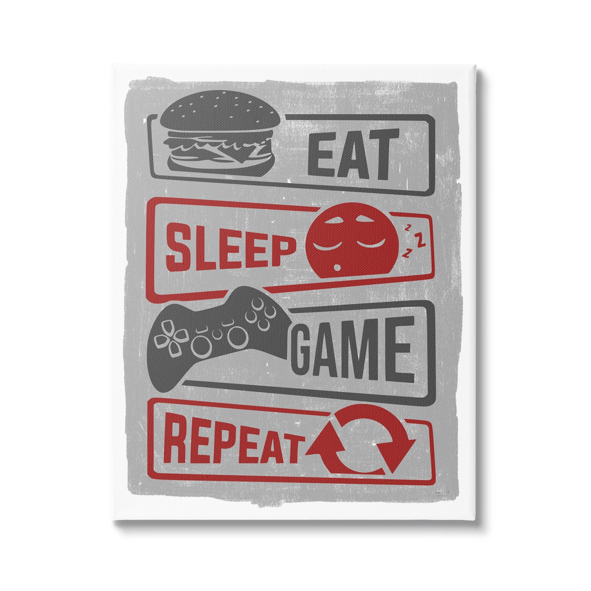 Stupell Eat Sleep Game Repeat Quote Saying Vintage Sign Canvas Wall Art-image