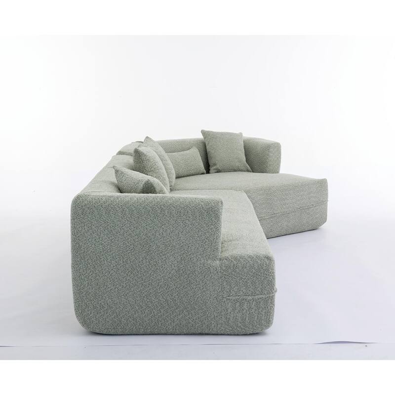Minimalist Boucle Modular Sofa, Comfortable 3-Seater with Reversible Sectional Design, Ideal for Living Room
