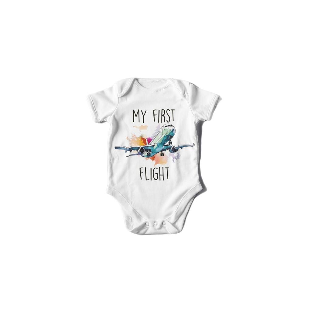 Airplane First Flight - Baby Boy Girl Clothes Infant Bodysuit Funny Cute Newborn