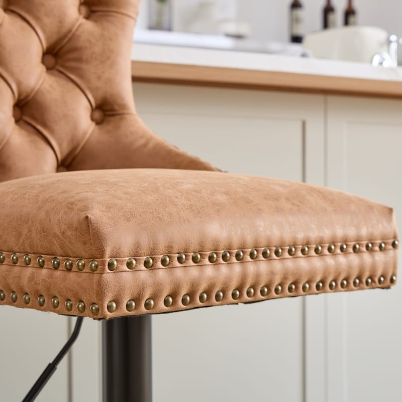 Swivel Barstools Adjusatble Seat Height from 25-33 Inch, with Backs Comfortable Tufted for Homeand Kitchen Island (Set of 2)