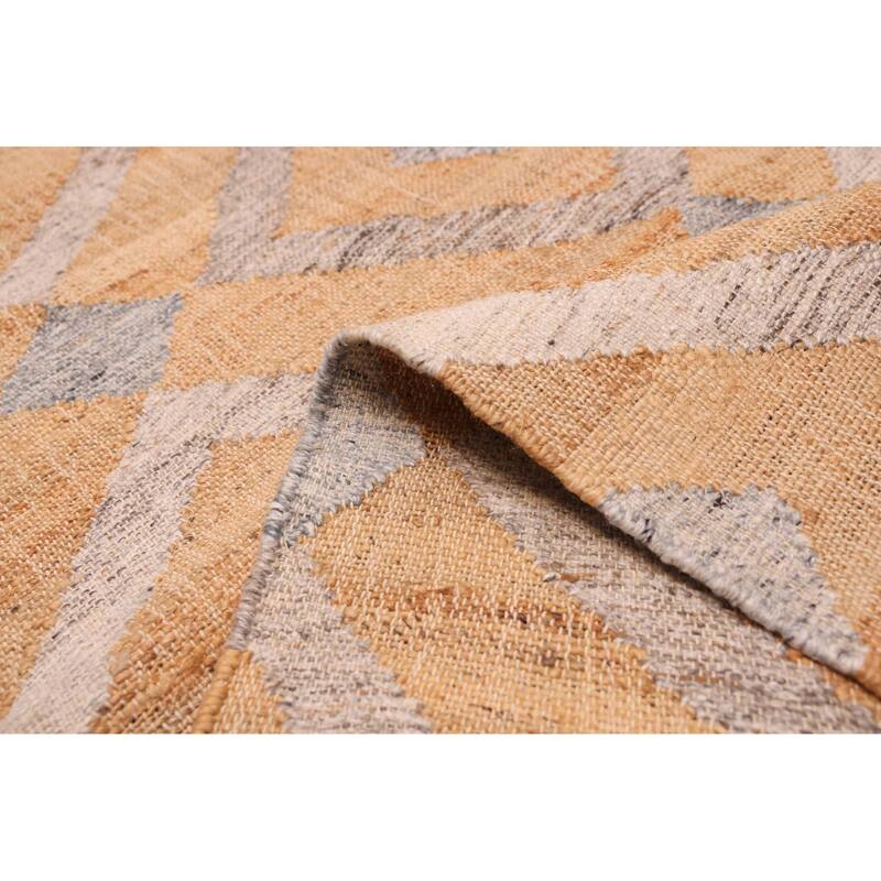 ECARPETGALLERY Flat-Weave Palas Denizli Tan Jute, Rayon Kilim - 5'4 x 7'4