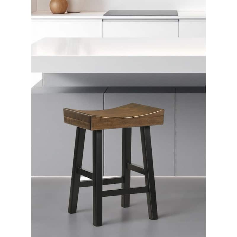 Modern Solid Wood Bar Stool with Footrest, Armless and Backless Design for Kitchen or Dining Room