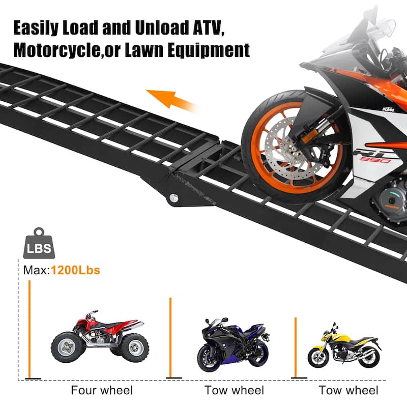 10ft Aluminum Loading Ramp Dirtbike Motorcycle Truck Single ATV Ramp