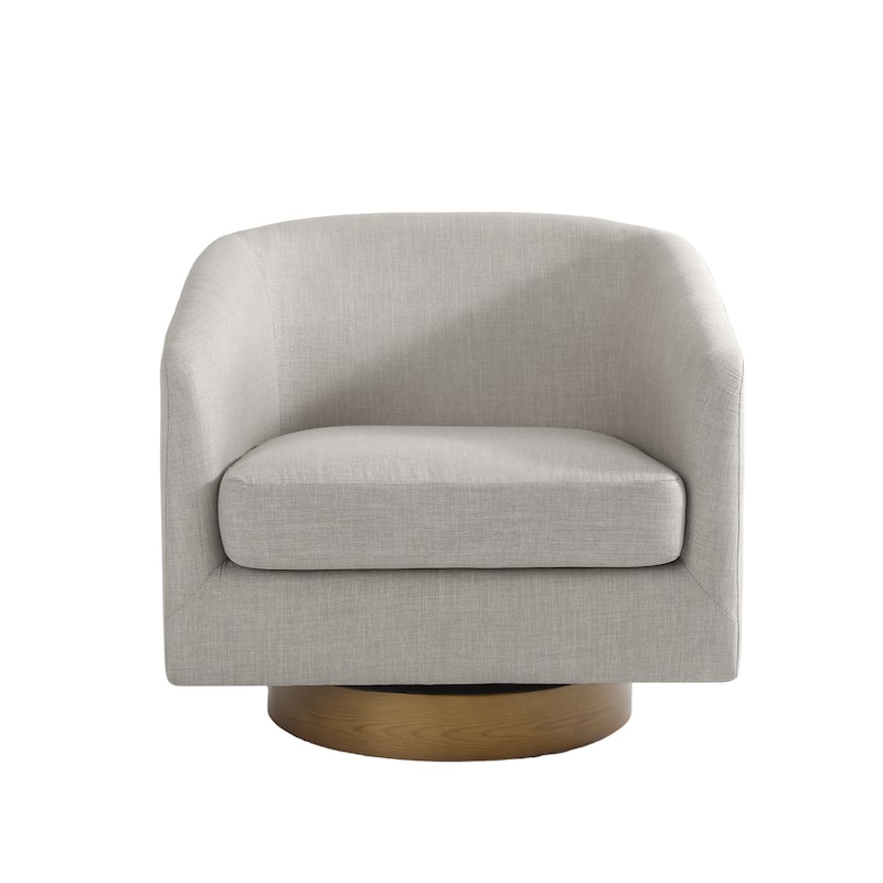 Faux Leather Wide Seat Swivel Barrel Chair