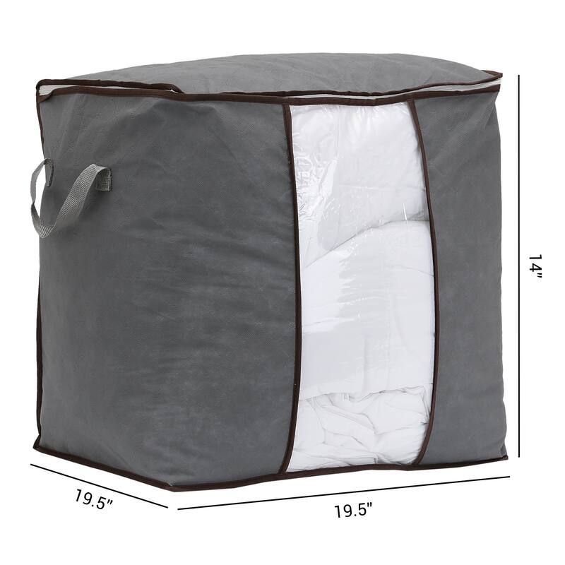 1 Pack Foldable Clothes Storage Bags with Handles for Organizing Bedroom Clothing, Comforter, Closet Organizers and Storage Grey - 19.5*19.5*14in
