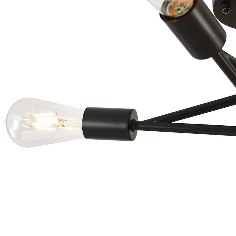 Modern Sputnik Semi Flush Mount Lighting for Kitchen Bedroom Living Room Laundry Hallway - Matte black